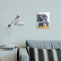 Stupell Industries Elephant Family in Tall Yellow Grass Safari Animals Wall Plaque