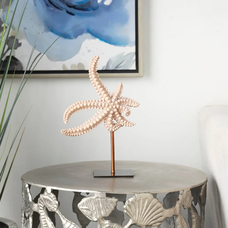 12" Pink Starfish Sculpture with Copper Stand