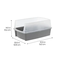 Iris® Open Top Cat Litter Box, Gray