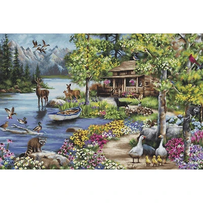 Luca-S Cabin By The Lake Counted Cross-Stitch Kit