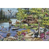 Luca-S Cabin By The Lake Counted Cross-Stitch Kit