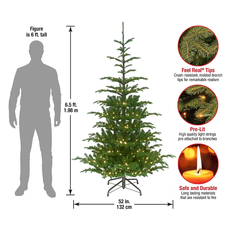 6.5ft. Pre-Lit Feel-Real® Norwegian Spruce Artificial Christmas Tree, Clear Lights