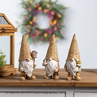 9" Wicker Gnome Figurine Set