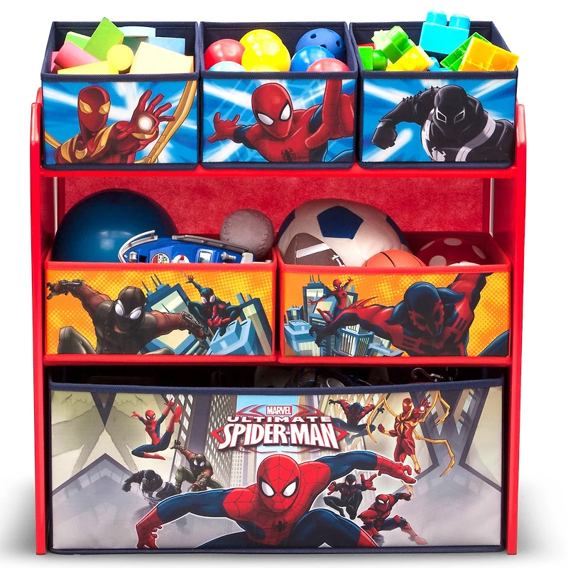 Spider-Man 6 Bin Design & Store Toy Organizer