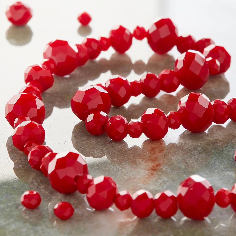 Red Faceted Glass Rondelle Beads by Bead Landing™