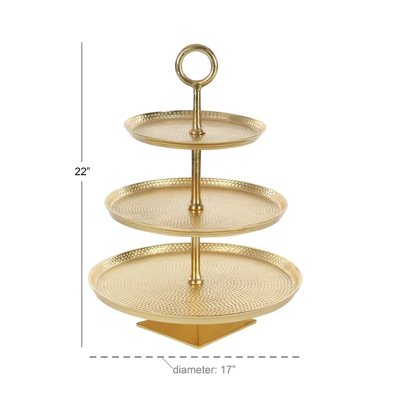Gold Aluminum Glam 3-Tier Tray Stand