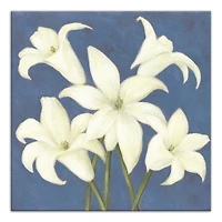 Lilies on Blue Canvas Wall Art