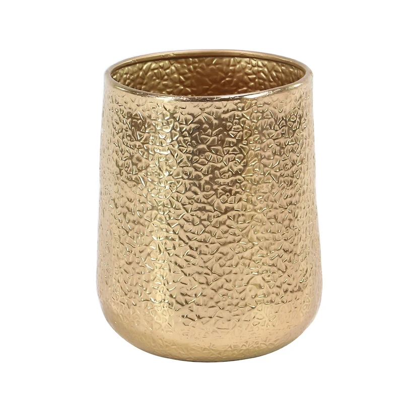 Set of 3 Gold Aluminum Glam Planter, 12", 16", 20"