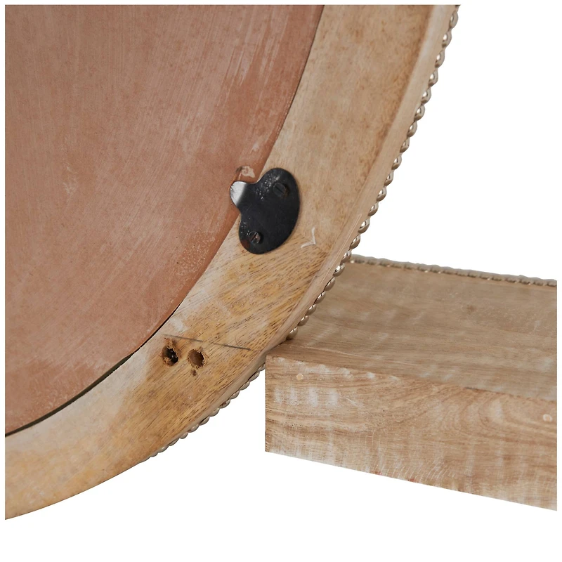 36" Light Brown Wall Mirror with Silver Beaded Outline