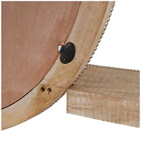 36" Light Brown Wall Mirror with Silver Beaded Outline