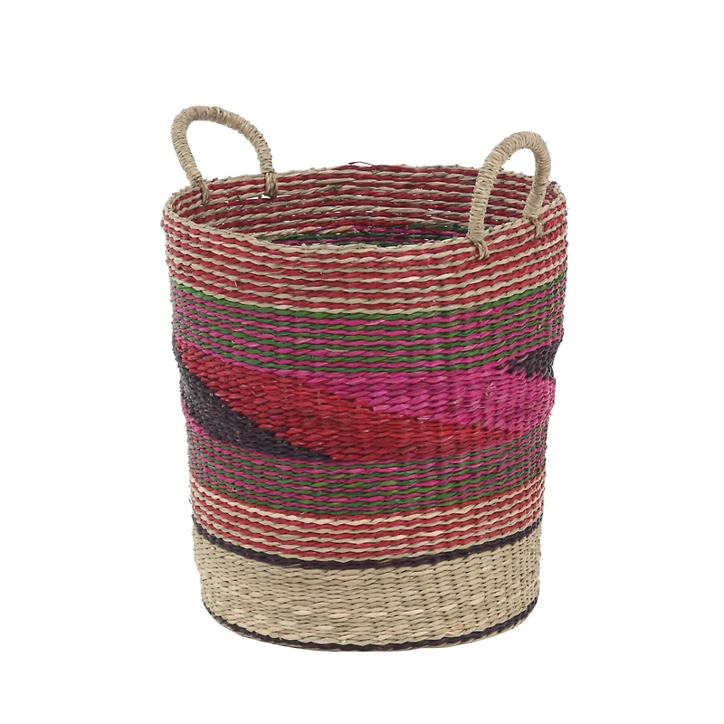 Pink Sea Grass Eclectic Storage Basket Set