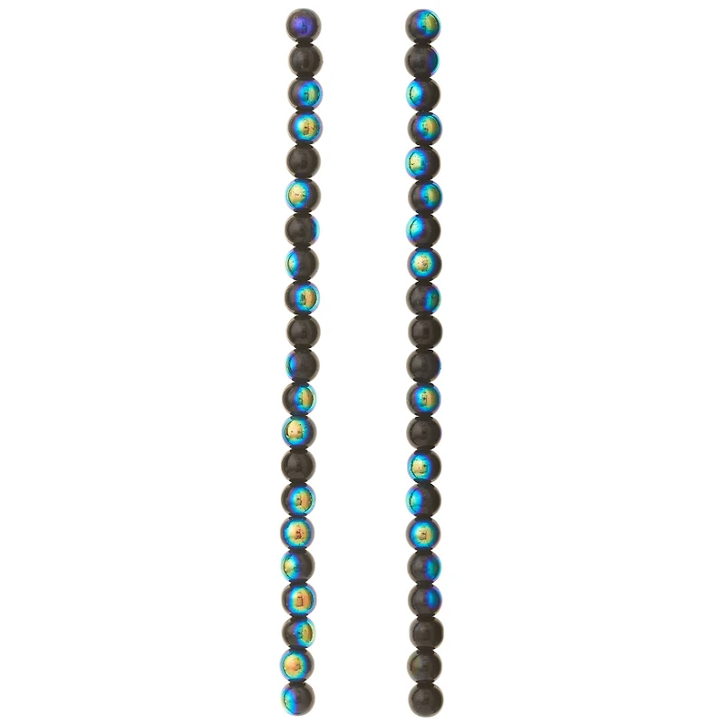 12 Pack: Black Aurora Borealis Faceted Glass Round Beads, 8mm by Bead Landing™