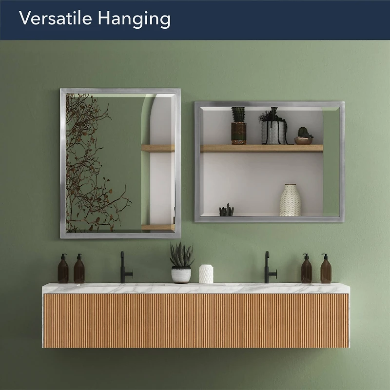 Head West Brushed Nickel Stainless Steel Beveled Accent Vanity Mirror