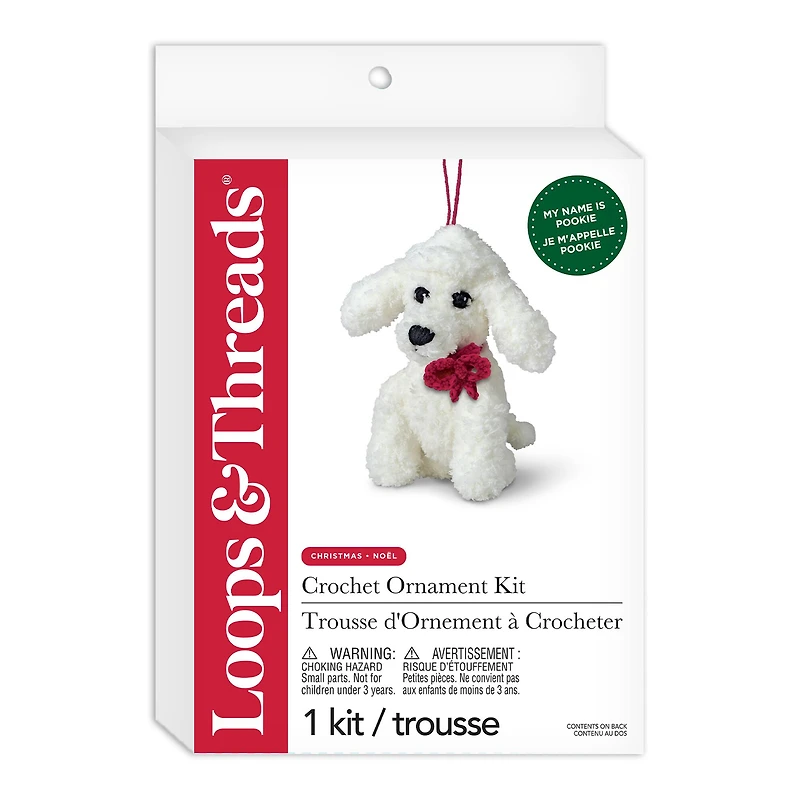 Intermediate White Dog Amigurumi Crochet Ornament Kit by Loops & Threads®