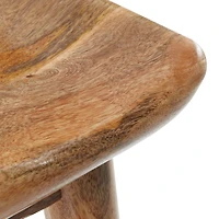 Brown Wood Contemporary Stool, 24" x 17" x 14"