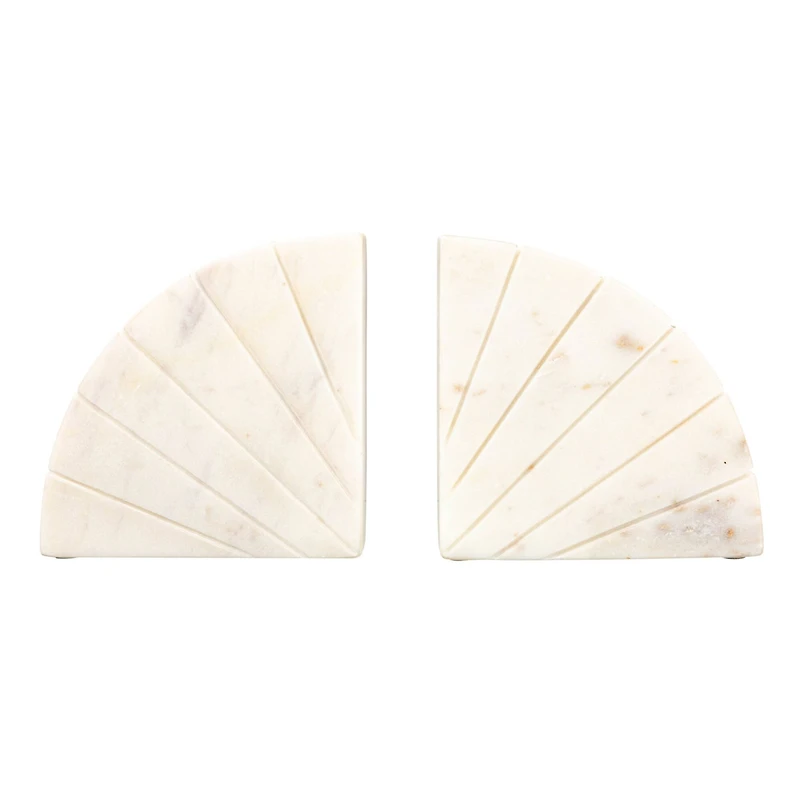 Hello Honey® 6" White Modern Arched Semicircle Marble Bookend Set