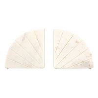 Hello Honey® 6" White Modern Arched Semicircle Marble Bookend Set