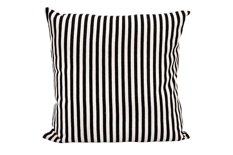 Hello Honey® Black and Cream Woven Cotton Striped Pillow