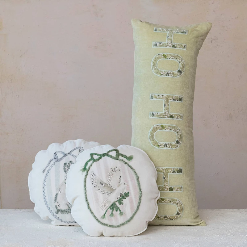 Hello Honey® 32" Ho Ho Ho Cotton Velvet Lumbar Pillow