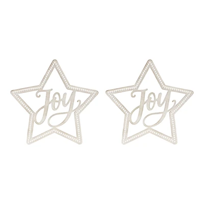 15.75" Beaded Wood Star with Joy Sentiment Set