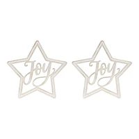 15.75" Beaded Wood Star with Joy Sentiment Set