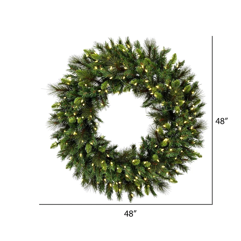 48" Bangor Mixed Pine Wreath, Warm White Dura-Lit® LED Mini Lights