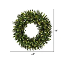 48" Bangor Mixed Pine Wreath, Warm White Dura-Lit® LED Mini Lights