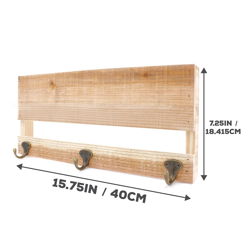 ArtSkills® 16" Medium Rustic Wood Plaque with Hooks, 3ct.