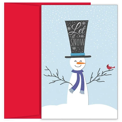 JAM Paper Top Hat Snowman Christmas Cards & Envelopes Set, 18ct.