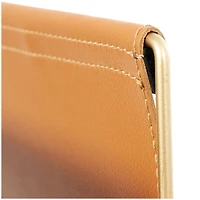13" Orange Leather 3 Slot Magazine Holder with Gold Metal Frame