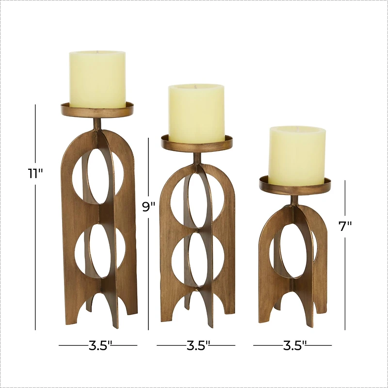 Gold Metal Contemporary Candle Holder Set
