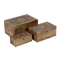 Brown Mango Wood Rustic Box Set, 8", 10" & 12"
