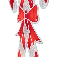 Lighted Holographic Candy Cane Christmas Window Silhouette - 12" - Clear Lights