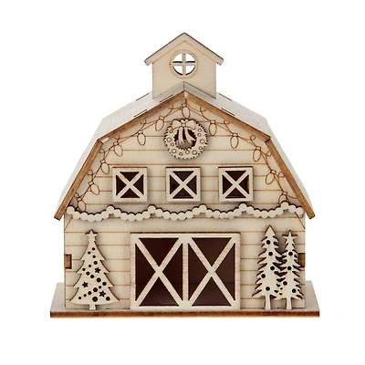 3.75" Unfinished Village Barn DIY LED Wood Décor by Make Market®