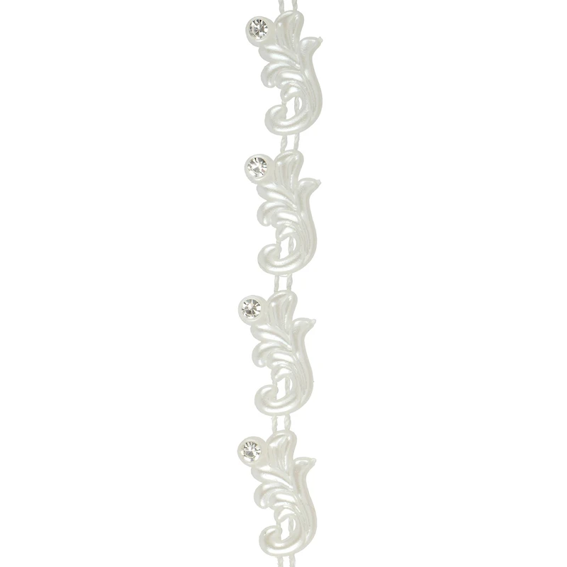 11mm x 19mm White Plastic & Glass Pearl Flower Bead Garland, 5yd. by Bead Landing™