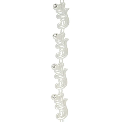 11mm x 19mm White Plastic & Glass Pearl Flower Bead Garland, 5yd. by Bead Landing™