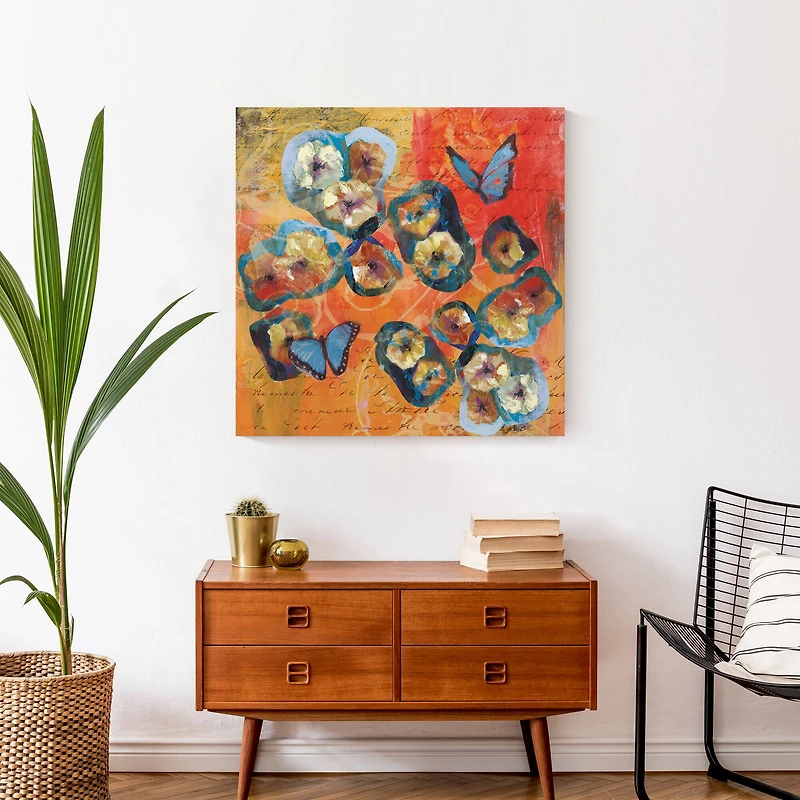 Blue And Orange Butterflies 24" x 24" Canvas Wall Art