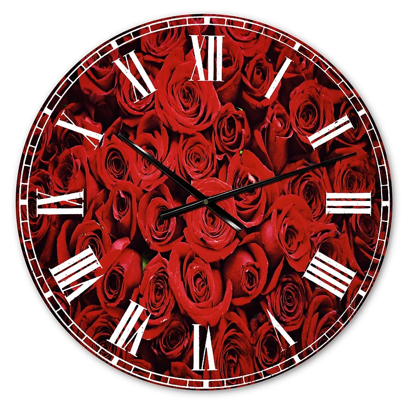 Designart 'Winter Red Rose Traditional Wall Clock