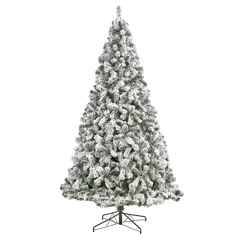 9ft. Pre-Lit Flocked West Virginia Fir Artificial Christmas Tree, Clear LED Lights