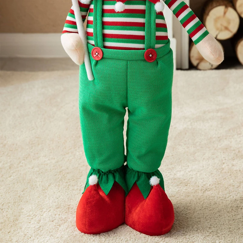 Glitzhome® 39" Telescopic Christmas Elf Boy Standing Décor