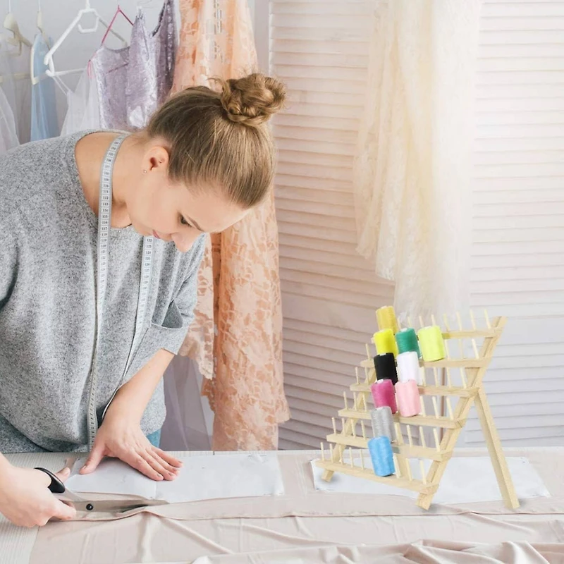 NEX™ Natural 60-Spool Wooden Sewing Thread Organizer Rack, 2ct.