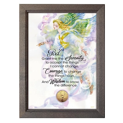 Serenity Prayer With Angel Coin in 5" x 7" Frame"