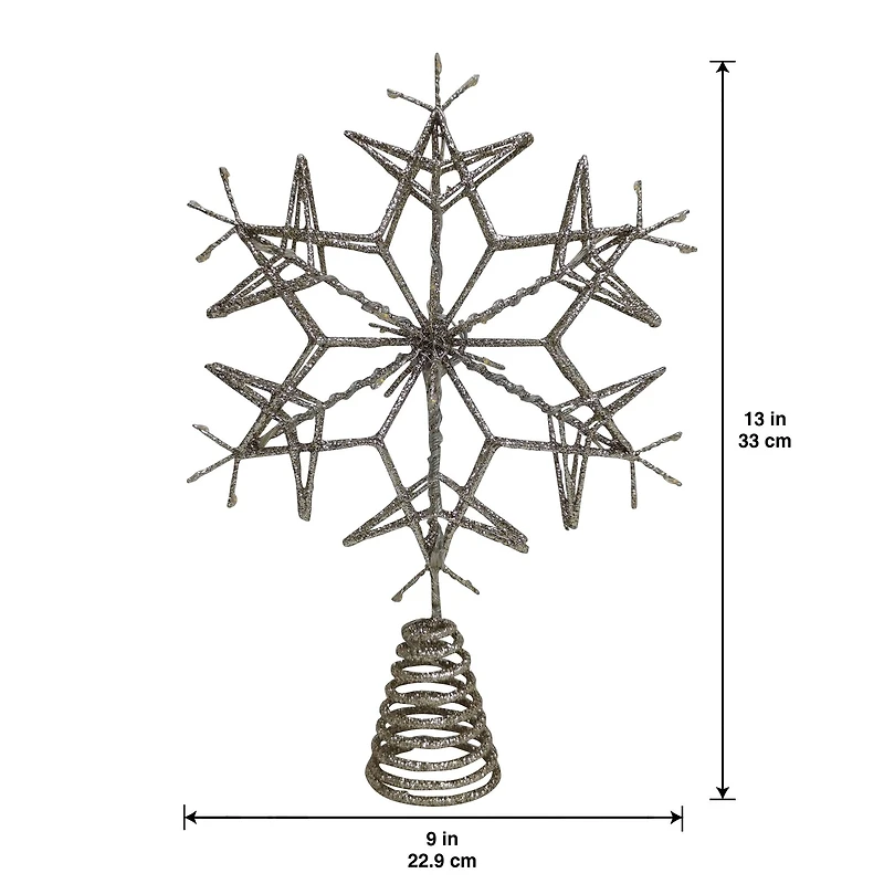 13" Champagne Glitter Starburst Lighted Tree Topper by Ashland®