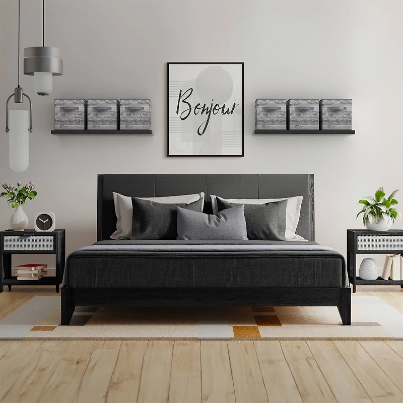 Sorbus 11" Gray Wood Pattern Foldable Storage Cubes, 4ct.