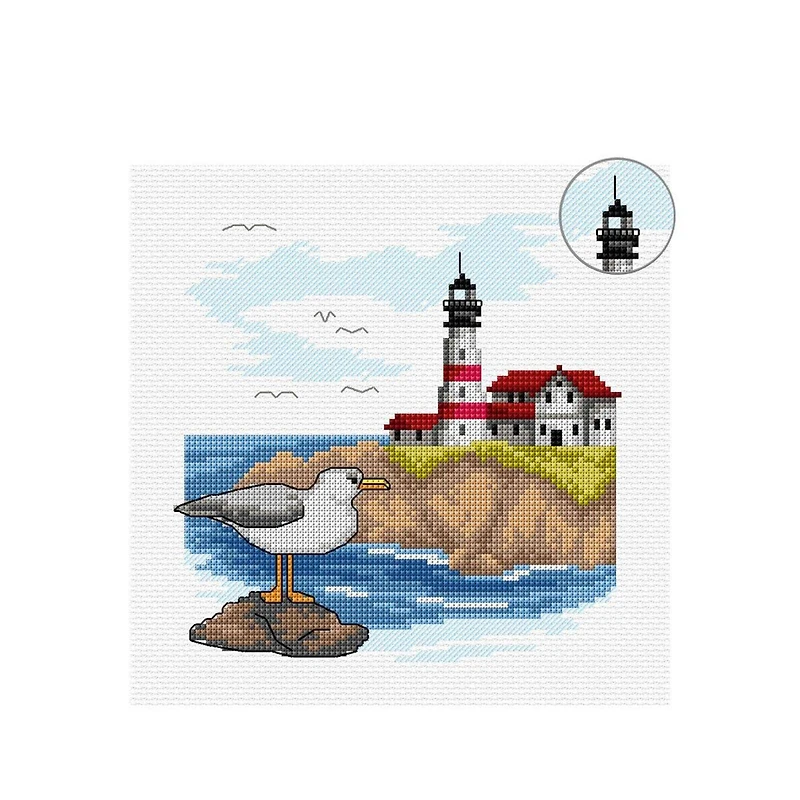 Orchidea Landscape with Lighthouse Counted Cross Stitch Kit