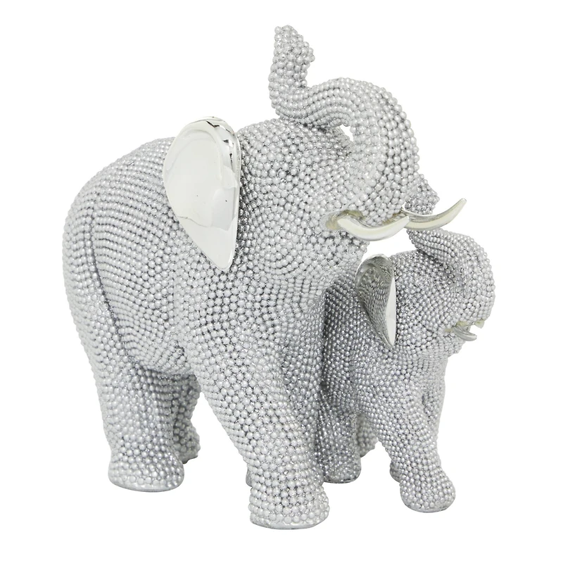 9" Silver Glam Elephant Sculpture