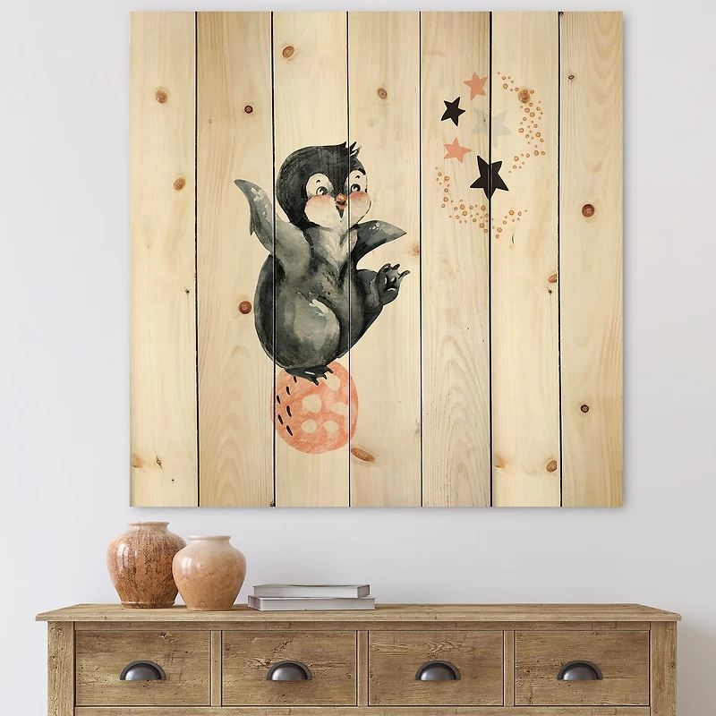 Designart - Little Penguin With Stars and Planets II