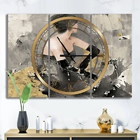 Designart 'Gold Fashion Dance Traditional Multipanel Wall Clock