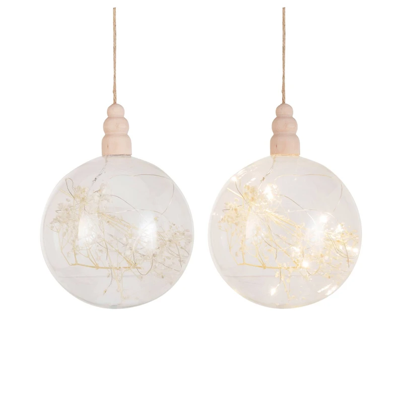 Hello Honey® 5.75" Clear Botanical Glow LED Glass Ornament