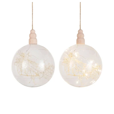 Hello Honey® 5.75" Clear Botanical Glow LED Glass Ornament